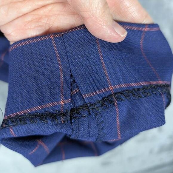 STATEMENT Pants Mens 38 SHORT Tomme Blue Plaid Sapphire Wool Italy Preppy Career - Picture 6 of 10